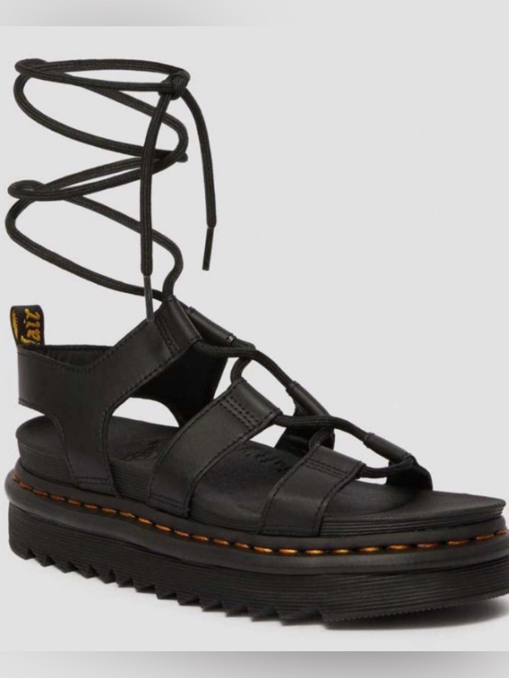 Dr. Martens Black Leather Lace-Up Nartilla Sandal